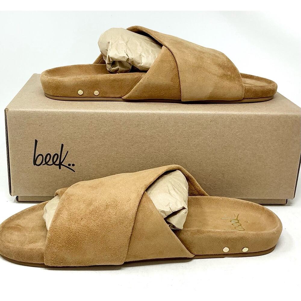 Beek Kea Slide Sude Sandals Almond Tan Size NIB - Picture 5 of 12